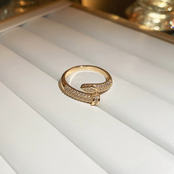 Copper Finger Ring With Geometric And Flower Pattern Electroplating For Women Light Luxury Style