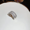 Copper Finger Ring With Geometric And Flower Pattern Electroplating For Women Light Luxury Style