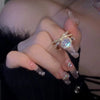 Copper Finger Ring With Geometric And Flower Pattern Electroplating For Women Light Luxury Style