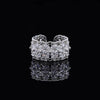 Copper Finger Ring With Geometric And Flower Pattern Electroplating For Women Light Luxury Style