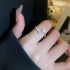 Copper Finger Ring With Geometric And Flower Pattern Electroplating For Women Light Luxury Style