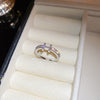 Copper Finger Ring With Geometric And Flower Pattern Electroplating For Women Light Luxury Style