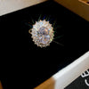Copper Finger Ring With Geometric And Flower Pattern Electroplating For Women Light Luxury Style
