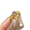 Copper Finger Ring With Geometric And Flower Pattern Electroplating For Women Light Luxury Style