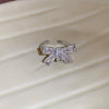 Copper Finger Ring With Geometric And Flower Pattern Electroplating For Women Light Luxury Style