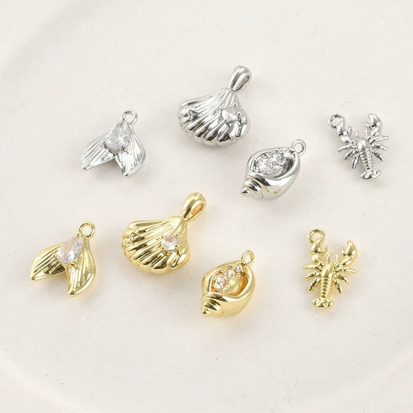 Copper Fishtail Conch Shell Pendant Electroplated Jewelry Accessories For Diy Bracelet Necklace Earring