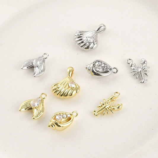 Copper Fishtail Conch Shell Pendant Electroplated Jewelry Accessories For Diy Bracelet Necklace Earring