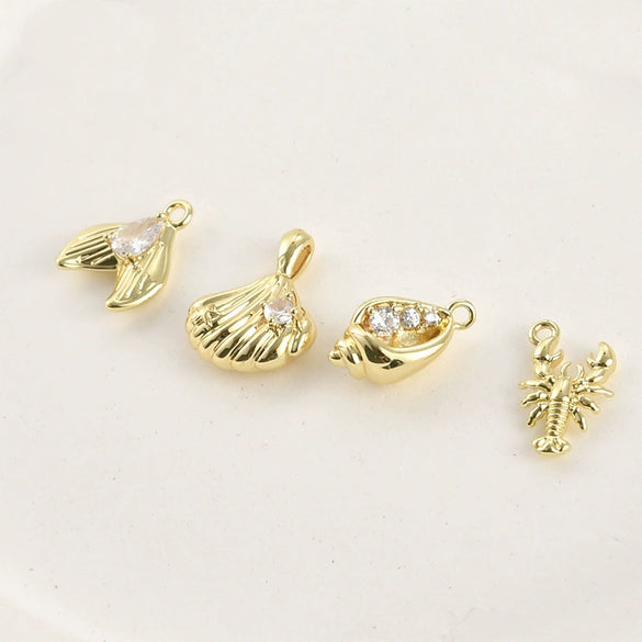 Copper Fishtail Conch Shell Pendant Electroplated Jewelry Accessories For Diy Bracelet Necklace Earring