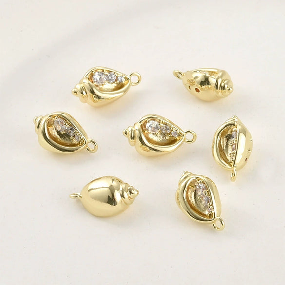 Copper Fishtail Conch Shell Pendant Electroplated Jewelry Accessories For Diy Bracelet Necklace Earring