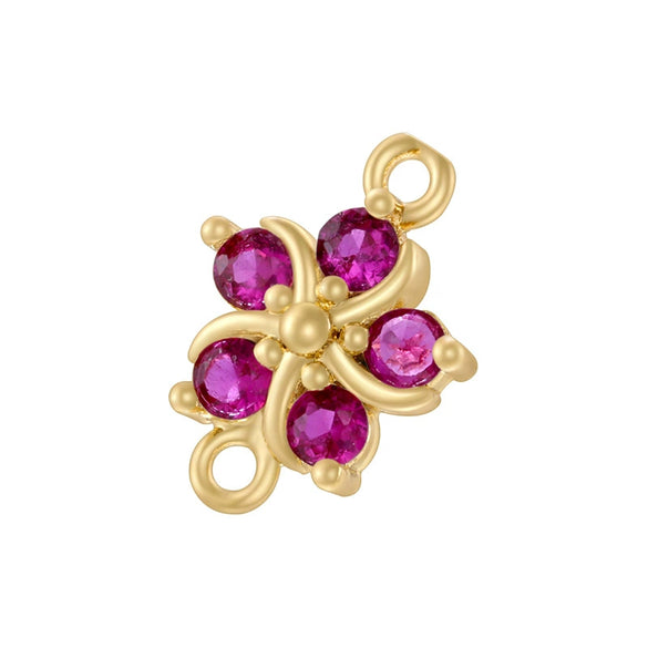 Copper Fivepetal Flower Inlaid With Colored Diamonds Bracelet