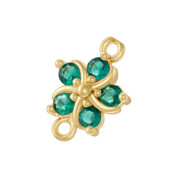 Copper Fivepetal Flower Inlaid With Colored Diamonds Bracelet