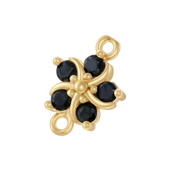 Copper Fivepetal Flower Inlaid With Colored Diamonds Bracelet