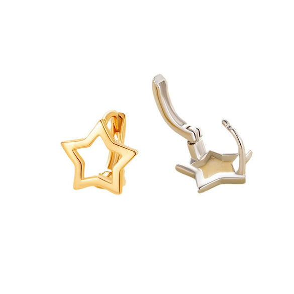 Copper Fivepointed Star Ear Buckle Earrings For Women Electroplated Sweet Style
