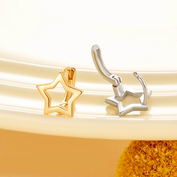 Copper Fivepointed Star Ear Buckle Earrings For Women Electroplated Sweet Style