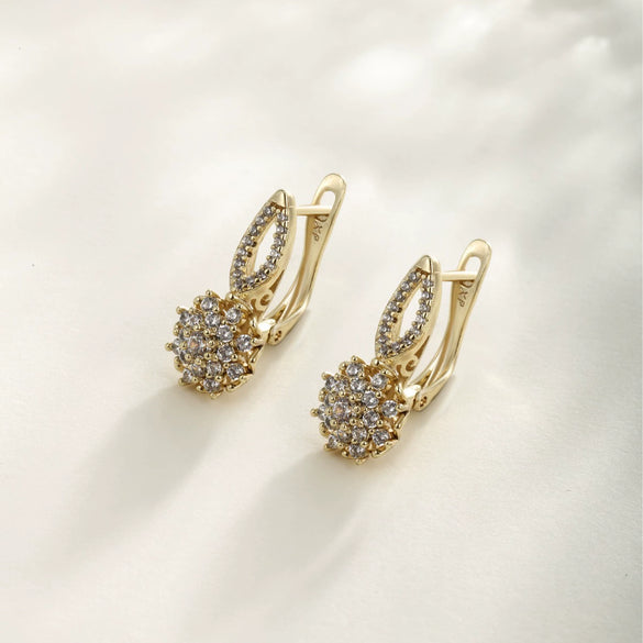 Copper Flower Earrings For Women With Electroplating Treatment
