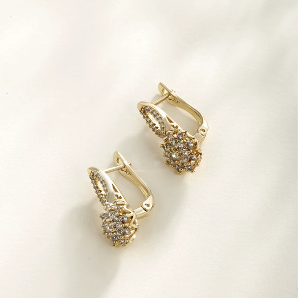 Copper Flower Earrings For Women With Electroplating Treatment