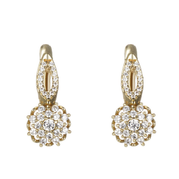 Copper Flower Earrings For Women With Electroplating Treatment
