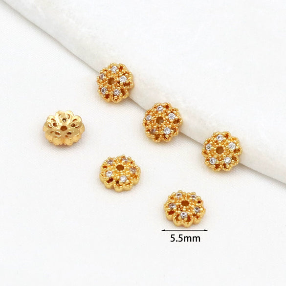 Copper Flower Holder Bracelet Accessories Electroplated Micropaved Zircon Beading Material