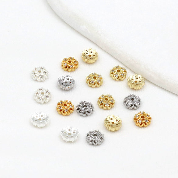Copper Flower Holder Bracelet Accessories Electroplated Micropaved Zircon Beading Material
