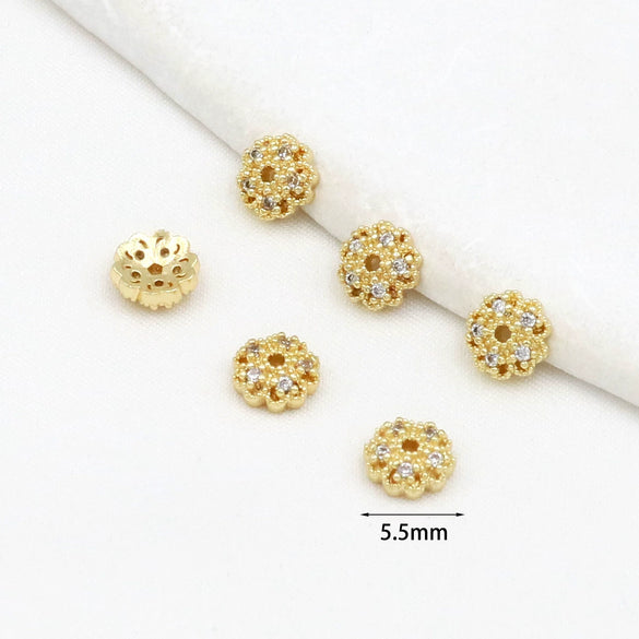 Copper Flower Holder Bracelet Accessories Electroplated Micropaved Zircon Beading Material