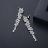 Copper Flower Long Drop Earrings With Microinlaid Zircon Accents Exquisite Bridal Jewelry Wholesale