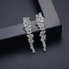 Copper Flower Long Drop Earrings With Microinlaid Zircon Accents Exquisite Bridal Jewelry Wholesale