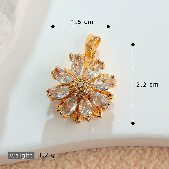 Copper Flower Rotatable Pendant Jewelry Accessories With Electroplating For Women