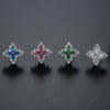 Copper Four Leaf Clover Flower Zircon Earrings Electroplated Geometric Plant Style Simple Fashion Earrings For Women