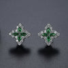 Copper Four Leaf Clover Flower Zircon Earrings Electroplated Geometric Plant Style Simple Fashion Earrings For Women