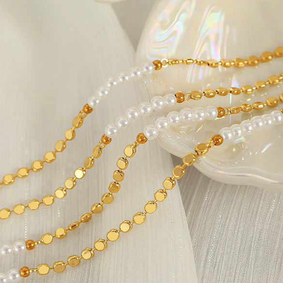 Copper Freshwater Pearl Women's Bracelet Necklace With Love Water Drops Bell Patterns And Set With Pearls Treatment