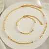 Copper Freshwater Pearl Women's Bracelet Necklace With Love Water Drops Bell Patterns And Set With Pearls Treatment