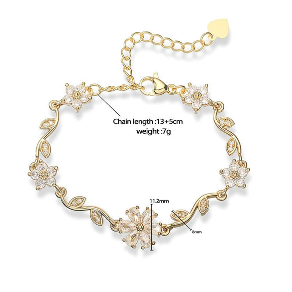Copper Fruit And Flower Patterned Bracelet With Zirconia For Women