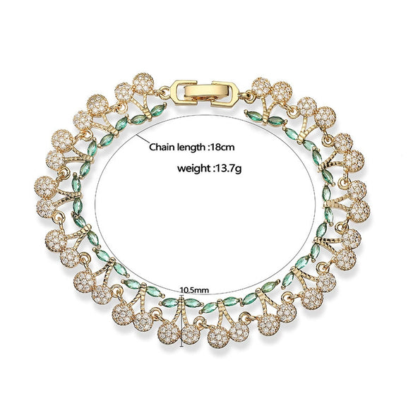Copper Fruit And Flower Patterned Bracelet With Zirconia For Women