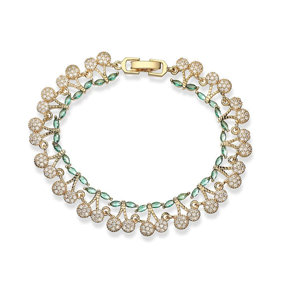 Copper Fruit And Flower Patterned Bracelet With Zirconia For Women