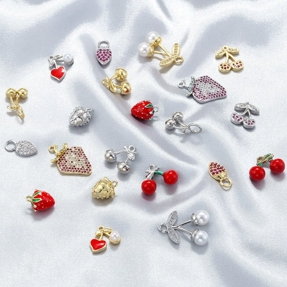 Copper Fruit Inlaid With Pearls Pendant For Bracelet And Necklace