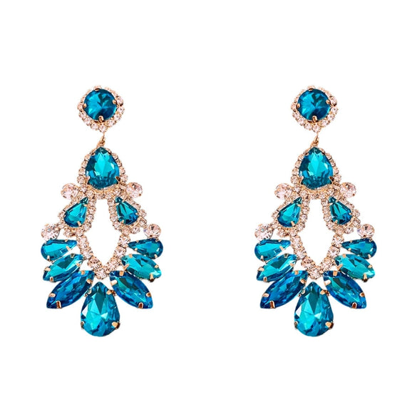Copper Geometric And Drop Shape Tassel Earrings Set With Diamonds For Women