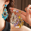 Copper Geometric And Drop Shape Tassel Earrings Set With Diamonds For Women