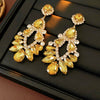 Copper Geometric And Drop Shape Tassel Earrings Set With Diamonds For Women