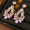Copper Geometric And Drop Shape Tassel Earrings Set With Diamonds For Women