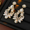 Copper Geometric And Drop Shape Tassel Earrings Set With Diamonds For Women