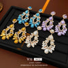 Copper Geometric And Drop Shape Tassel Earrings Set With Diamonds For Women