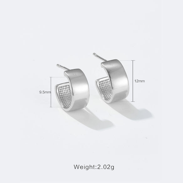 Copper Geometric Cshaped Electroplated Platinum 18K Gold Women's Earrings