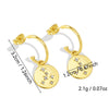 Copper Geometric Disc Diamond Star Round Earrings With Electroplating