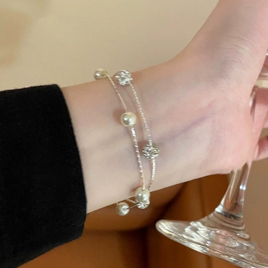 Copper Geometric Doublelayer Stacked Electroplated Women's Bracelet
