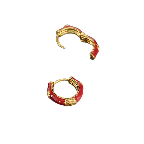 Copper Geometric Dripping Oil Enamel Hoop Drop Earrings With Simple Fashion Design For Women And Men