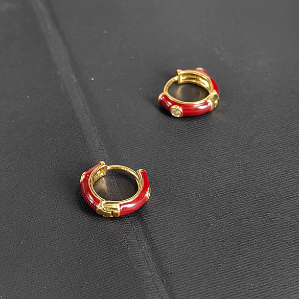 Copper Geometric Dripping Oil Enamel Hoop Drop Earrings With Simple Fashion Design For Women And Men