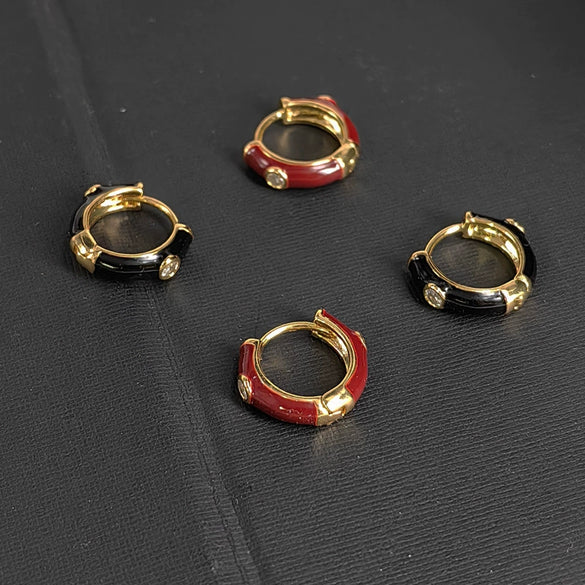 Copper Geometric Dripping Oil Enamel Hoop Drop Earrings With Simple Fashion Design For Women And Men