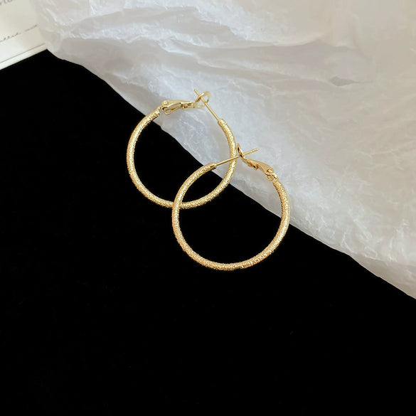 Copper Geometric Electroplated Round Earrings For Women