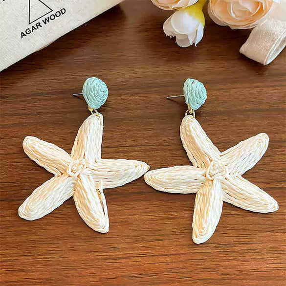Copper Geometric Electroplated Women's Shell Starfish Earrings