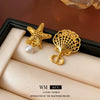 Copper Geometric Electroplated Women's Shell Starfish Earrings